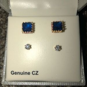 IN BOX CITY ROX Earrings‎ 2 Pair Blue Gold